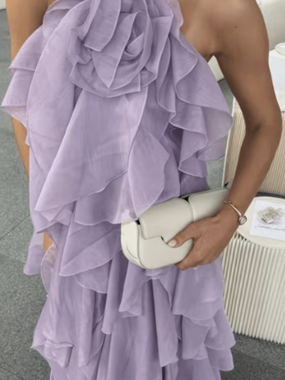 Lavender Ruffled Halter Midi Dress - Elegant Women's Occasion Dress